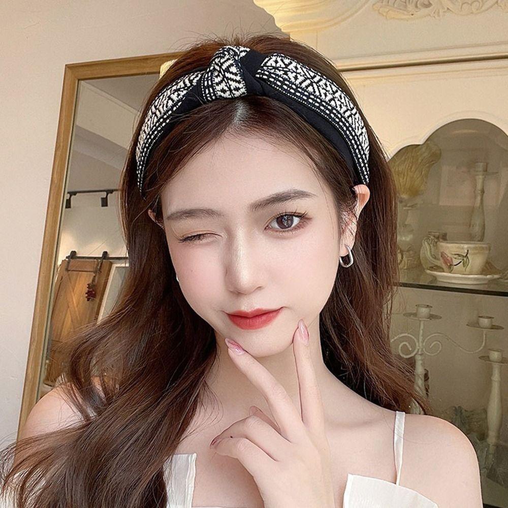 Women Lady Retro Boho Embroidery Cotton Wide Hair Headband Head Wrap Band hoop - Black V528-XY00113-BLACK-92392