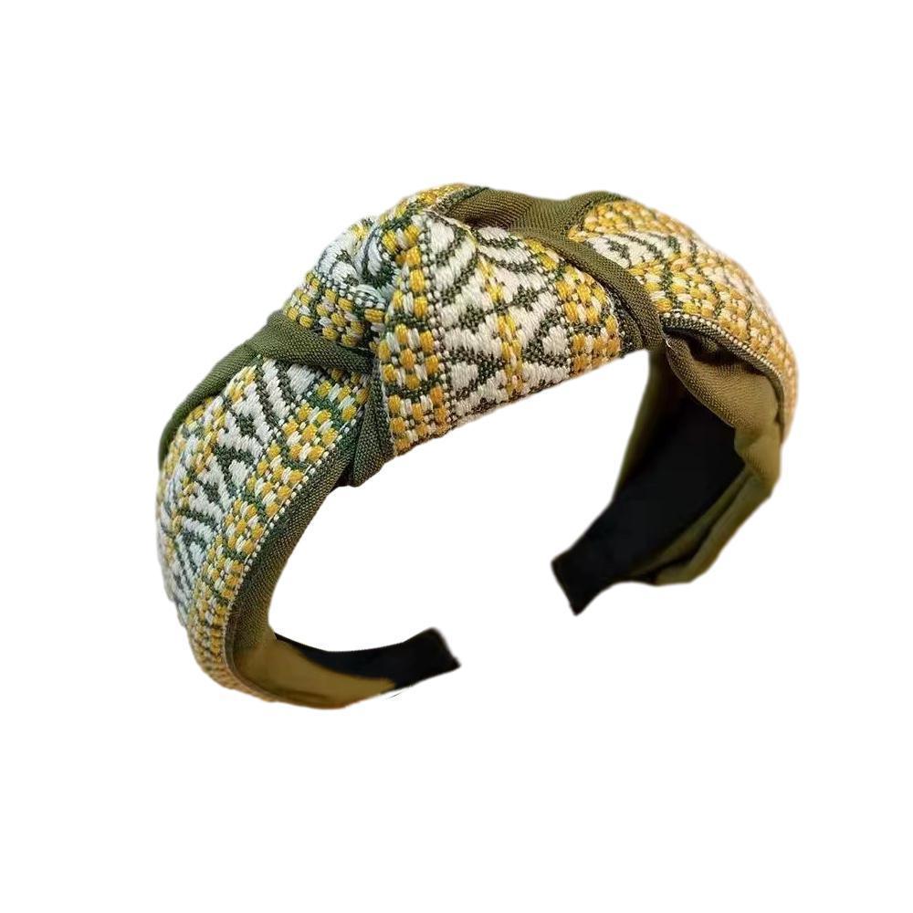 Women Lady Retro Boho Embroidery Cotton Wide Hair Headband Head Wrap Band hoop - Black V528-XY00113-BLACK-92392