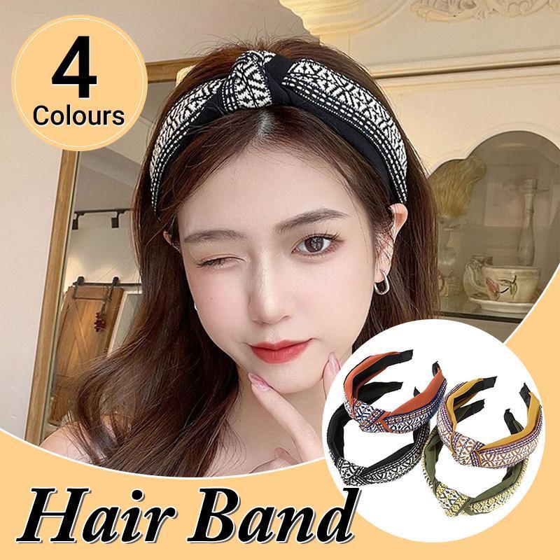 Women Lady Retro Boho Embroidery Cotton Wide Hair Headband Head Wrap Band hoop - Red V528-XY00114-RED-346185