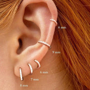 7sizes Hoop Earring Silver Zirconia Ear Huggie Hoop Cartilage Piercing Jewellery - Champagne-6mm V528-XY00306-E1332-708417