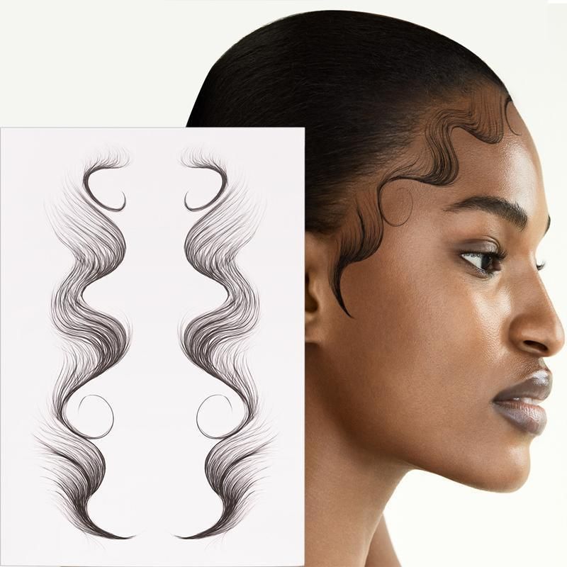 Hairline Edge Tattoo Stickers - Curly Fringe Decals for Women Styling - 4 V528-XY00402-LHKS04-916936