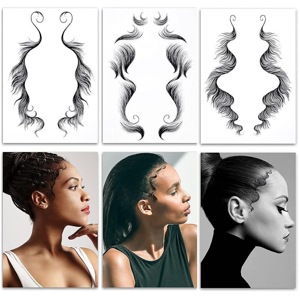 Hairline Edge Tattoo Stickers - Curly Fringe Decals for Women Styling - 4 V528-XY00402-LHKS04-916936