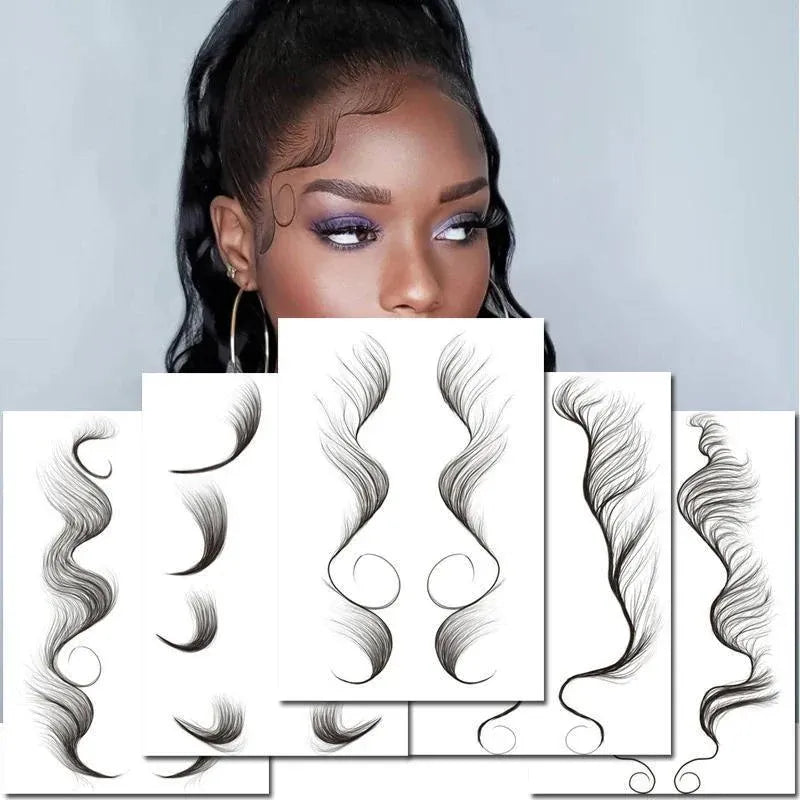 Hairline Edge Tattoo Stickers - Curly Fringe Decals for Women Styling - 9 V528-XY00403-LHKS09-121269