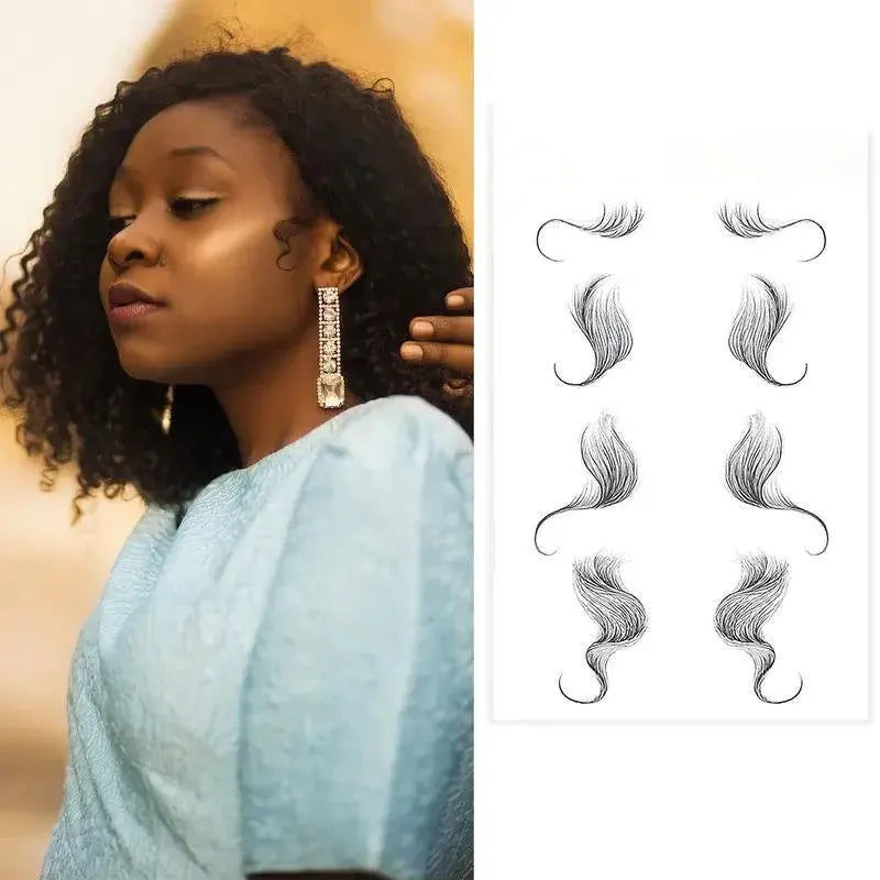 Hairline Edge Tattoo Stickers - Curly Fringe Decals for Women Styling - 9 V528-XY00403-LHKS09-121269