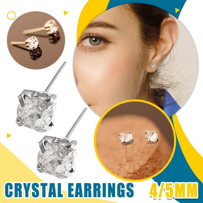 4/5mm Cushion Lab-Created Diamond Stud Earrings Women's 14K White Gold Finish - 4MM