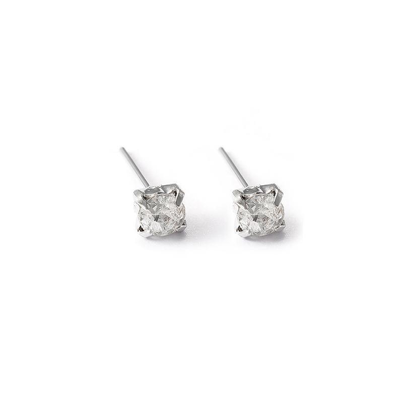 4/5mm Cushion Lab-Created Diamond Stud Earrings Women's 14K White Gold Finish - 4MM