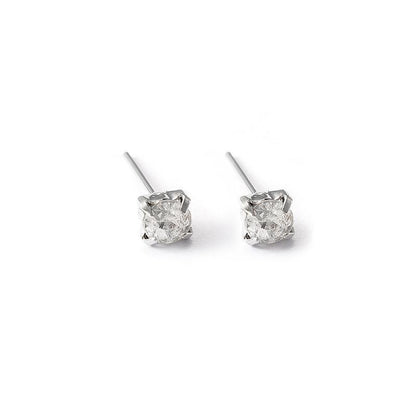 4/5mm Cushion Lab-Created Diamond Stud Earrings Women's 14K White Gold Finish - 4MM V528-XY00420-4MM32EJ-281827