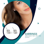 4/5mm Cushion Lab-Created Diamond Stud Earrings Women's 14K White Gold Finish - 4MM