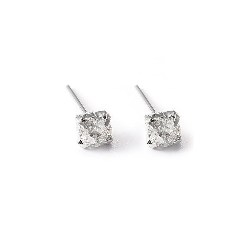 4/5mm Cushion Lab-Created Diamond Stud Earrings Women's 14K White Gold Finish - 4MM