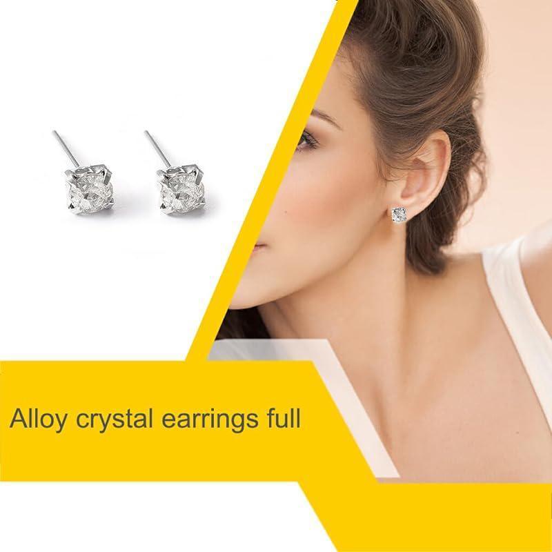 4/5mm Cushion Lab-Created Diamond Stud Earrings Women's 14K White Gold Finish - 5MM
