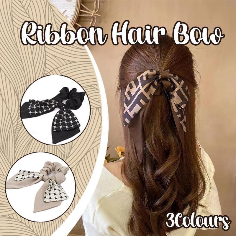 Women Elegant Scrunchies for Hair Ribbon Ties Bow Scrunchies Ponytail Scrunchie - Brown V528-XY00448-ZMKHS-242527
