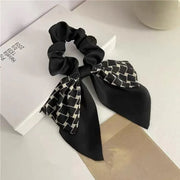 Women Elegant Scrunchies for Hair Ribbon Ties Bow Scrunchies Ponytail Scrunchie - Brown V528-XY00448-ZMKHS-242527