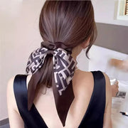 Women Elegant Scrunchies for Hair Ribbon Ties Bow Scrunchies Ponytail Scrunchie - Brown V528-XY00448-ZMKHS-242527