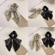 Women Elegant Scrunchies for Hair Ribbon Ties Bow Scrunchies Ponytail Scrunchie - Brown V528-XY00448-ZMKHS-242527