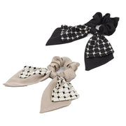 Women Elegant Scrunchies for Hair Ribbon Ties Bow Scrunchies Ponytail Scrunchie - Brown V528-XY00448-ZMKHS-242527