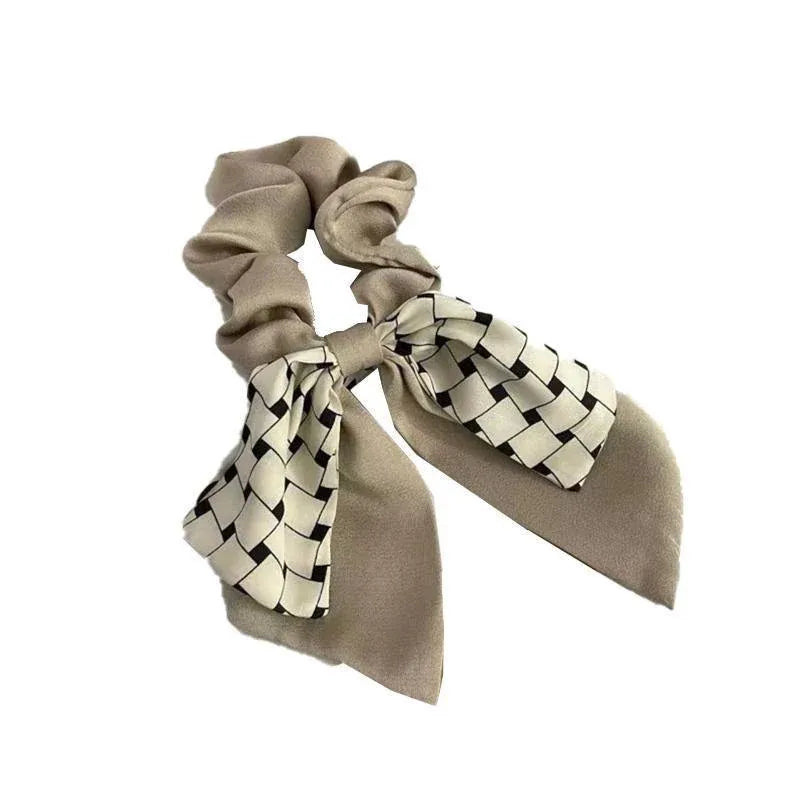 Women Elegant Scrunchies for Hair Ribbon Ties Bow Scrunchies Ponytail Scrunchie - Beige V528-XY00450-XBGZKS-213360