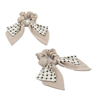 Women Elegant Scrunchies for Hair Ribbon Ties Bow Scrunchies Ponytail Scrunchie - Beige V528-XY00450-XBGZKS-213360