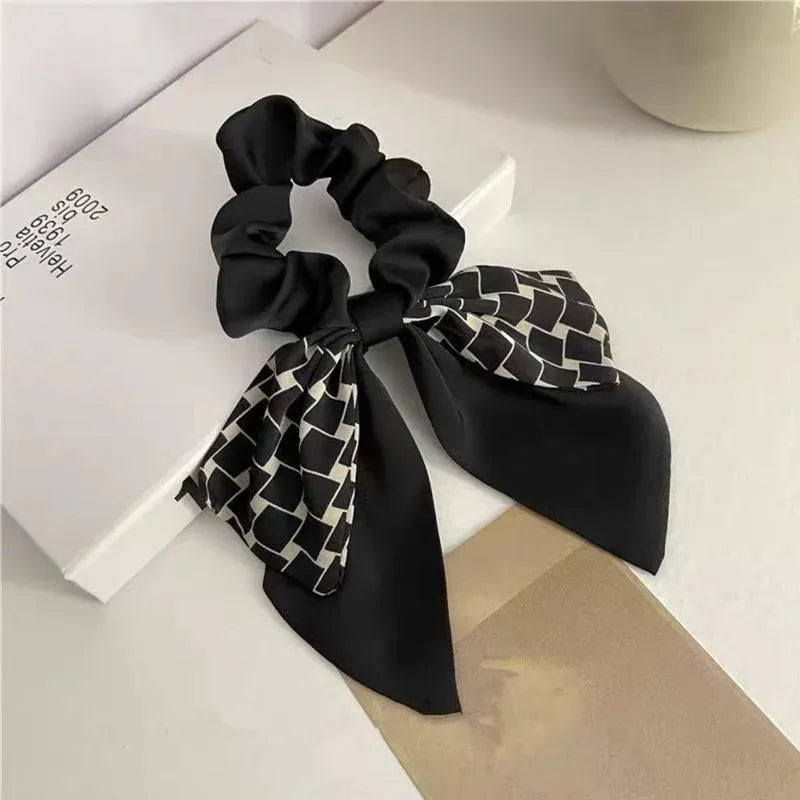 Women Elegant Scrunchies for Hair Ribbon Ties Bow Scrunchies Ponytail Scrunchie - Beige V528-XY00450-XBGZKS-213360