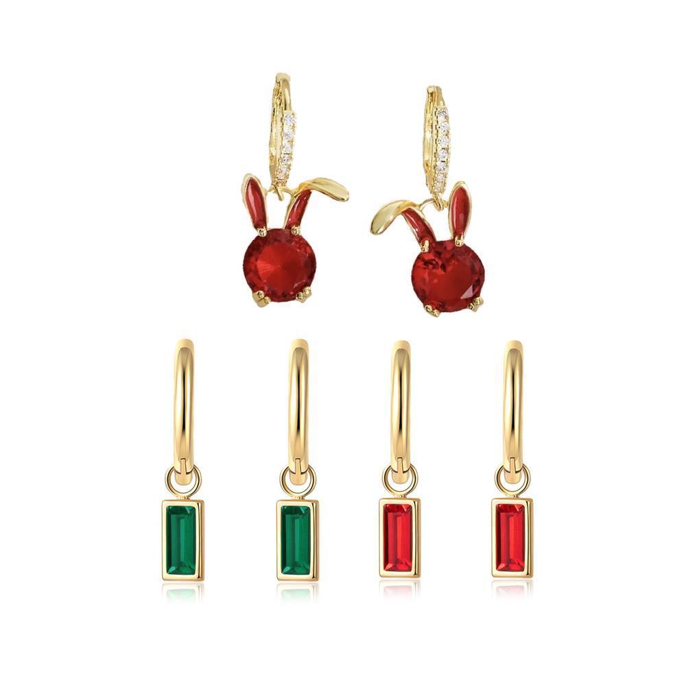 Fashion Gold Zircon Earrings Stud Drop Dangle Wedding Best Gift For Women - Square-Green V528-XY00568-SE21062906GN-607830