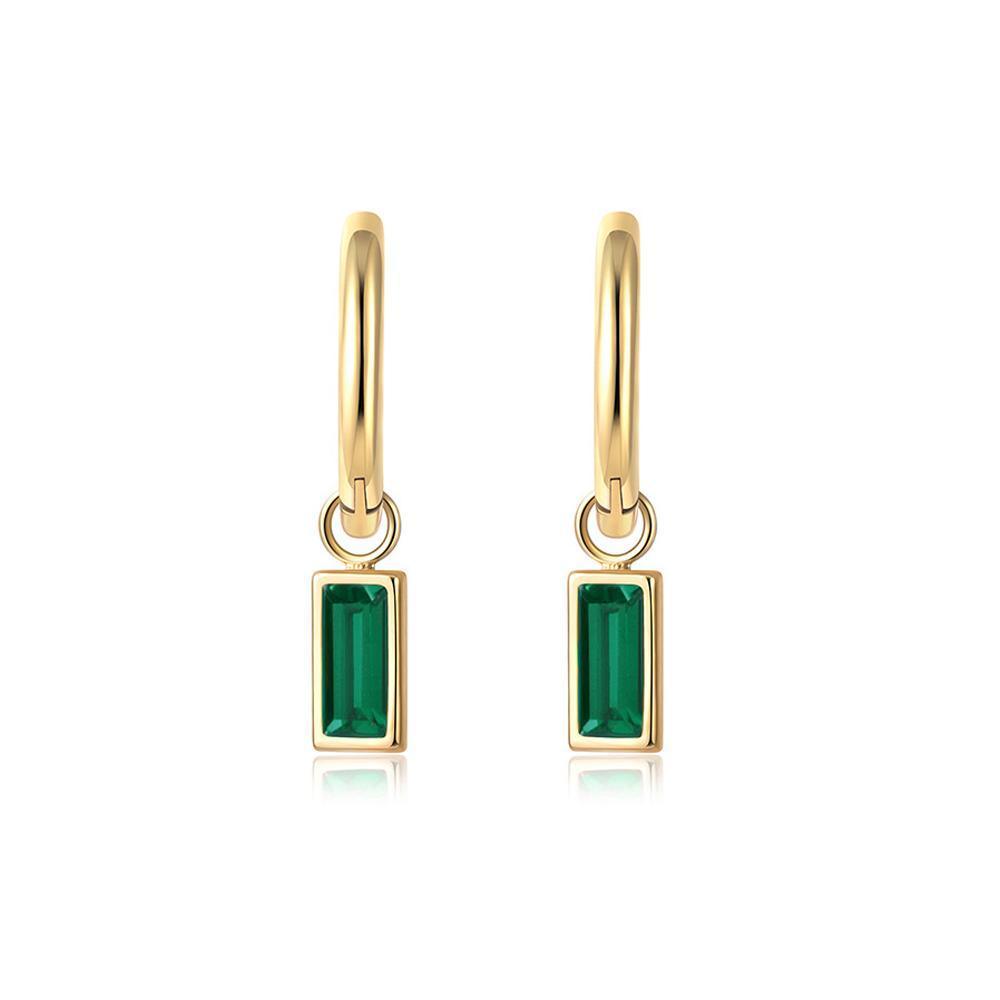 Fashion Gold Zircon Earrings Stud Drop Dangle Wedding Best Gift For Women - Square-Green V528-XY00568-SE21062906GN-607830