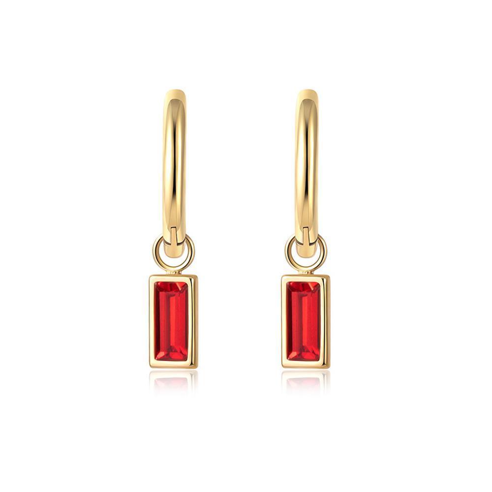 Fashion Gold Zircon Earrings Stud Drop Dangle Wedding Best Gift For Women - Square-Red V528-XY00569-SE21062906R-257464