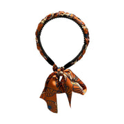 Chains patterned satin headband with Long Scarf Headband Scarf Hair Accessories - Black V528-XY00613-BLACK-327105