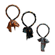 Chains patterned satin headband with Long Scarf Headband Scarf Hair Accessories - Blue V528-XY00614-BLUE-434701