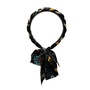 Chains patterned satin headband with Long Scarf Headband Scarf Hair Accessories - Blue V528-XY00614-BLUE-434701