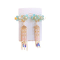 2Pcs Hanfu Flower Hair Clip with Pearl Tassel Butterfly Hairpin for Women and Girls Party - E002 V528-XY00630-E002-407698
