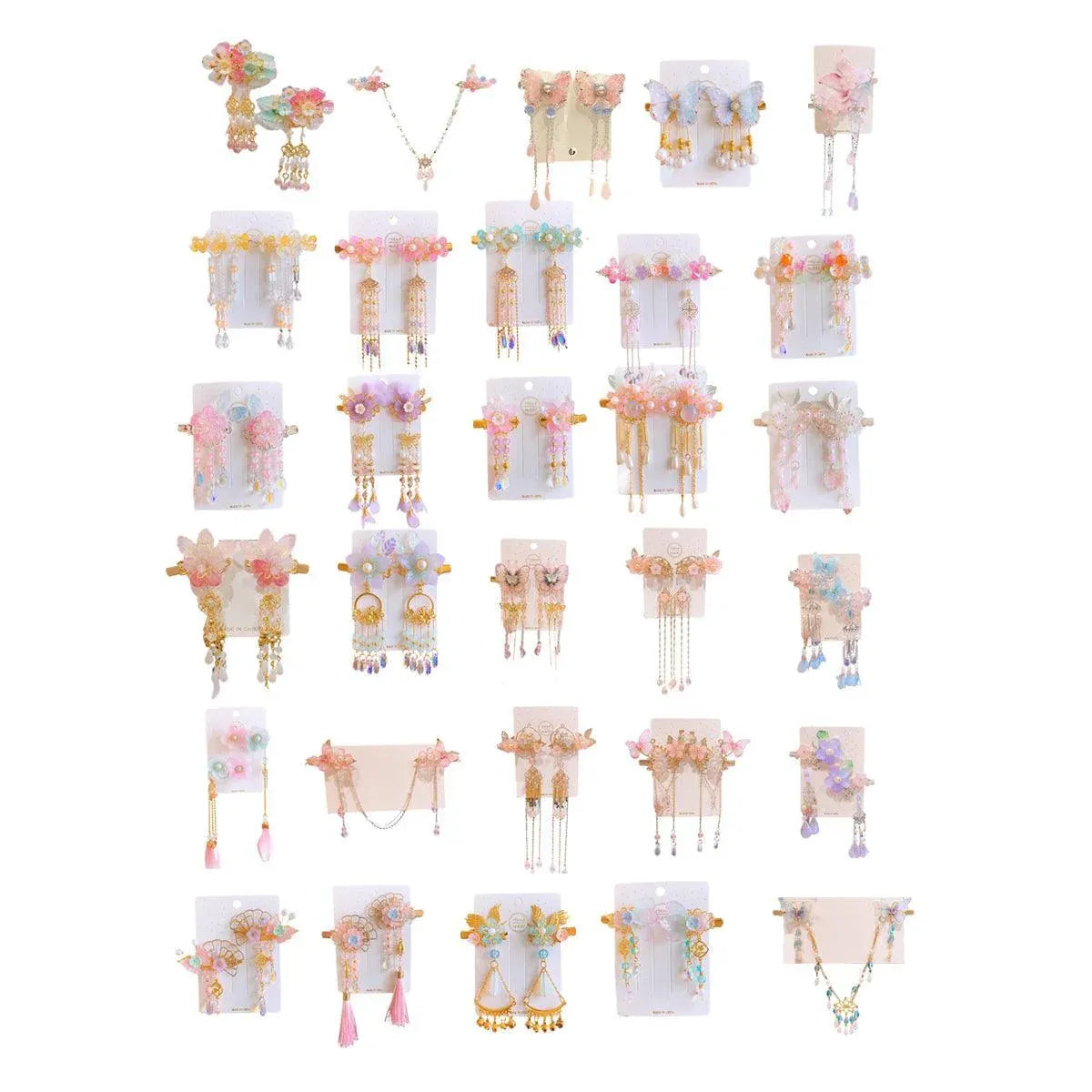 2Pcs Hanfu Flower Hair Clip with Pearl Tassel Butterfly Hairpin for Women and Girls Party - 13