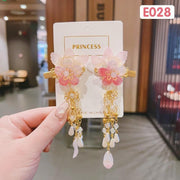 2Pcs Hanfu Flower Hair Clip with Pearl Tassel Butterfly Hairpin for Women and Girls Party - 13