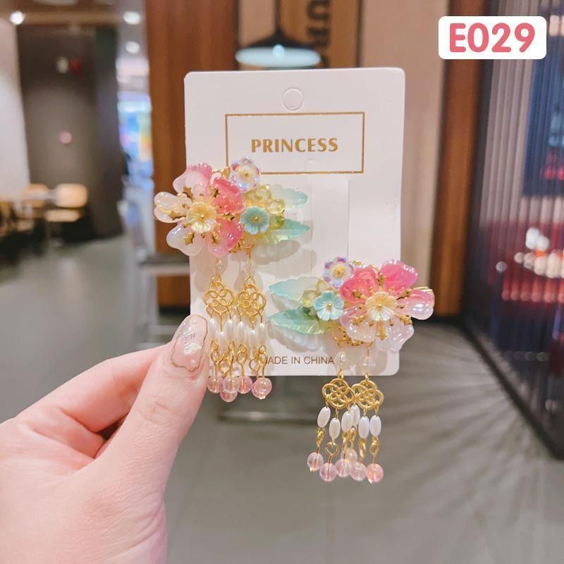 2Pcs Hanfu Flower Hair Clip with Pearl Tassel Butterfly Hairpin for Women and Girls Party - 13