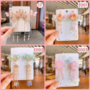 2Pcs Hanfu Flower Hair Clip with Pearl Tassel Butterfly Hairpin for Women and Girls Party - 1