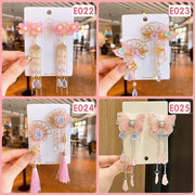 2Pcs Hanfu Flower Hair Clip with Pearl Tassel Butterfly Hairpin for Women and Girls Party - 1