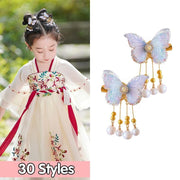 2Pcs Hanfu Flower Hair Clip with Pearl Tassel Butterfly Hairpin for Women and Girls Party - 1