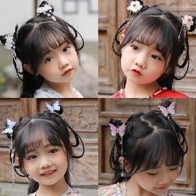 2Pcs Hanfu Flower Hair Clip with Pearl Tassel Butterfly Hairpin for Women and Girls Party - 17