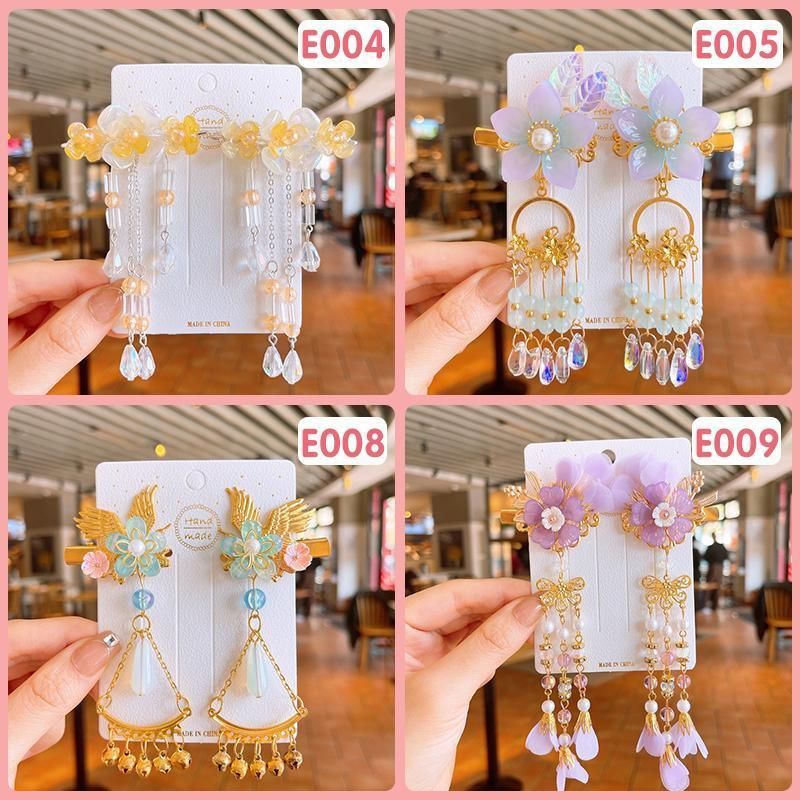 2Pcs Hanfu Flower Hair Clip with Pearl Tassel Butterfly Hairpin for Women and Girls Party - 17