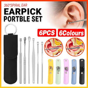 6Pcs Earpick Ear Wax Curette Ear Cleaner Remover Spoon Ear Cleaning Tool Kit - Green V528-YJ21-GREEN-294761