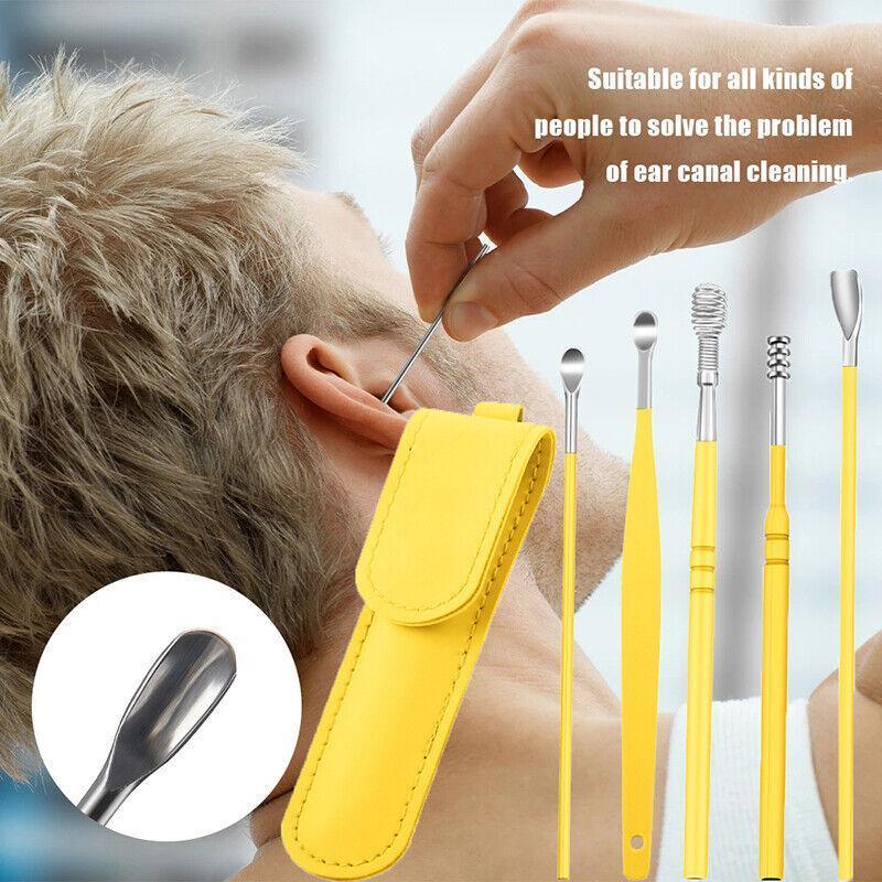6Pcs Earpick Ear Wax Curette Ear Cleaner Remover Spoon Ear Cleaning Tool Kit - Green V528-YJ21-GREEN-294761