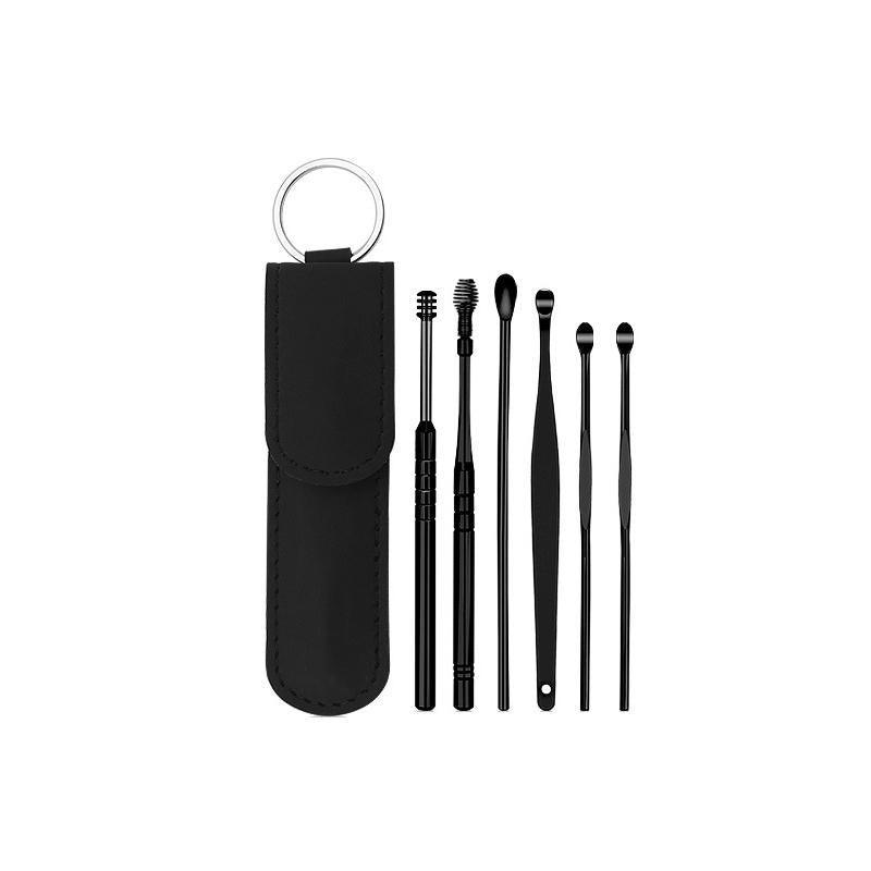 6Pcs Earpick Ear Wax Curette Ear Cleaner Remover Spoon Ear Cleaning Tool Kit - Green V528-YJ21-GREEN-294761