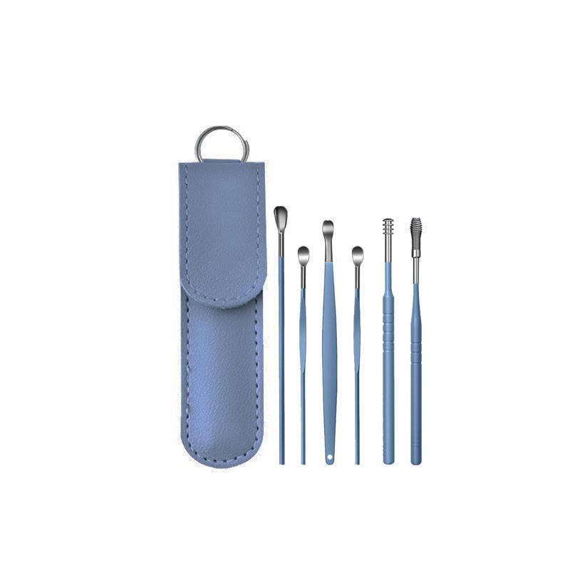 6Pcs Earpick Ear Wax Curette Ear Cleaner Remover Spoon Ear Cleaning Tool Kit - Green V528-YJ21-GREEN-294761