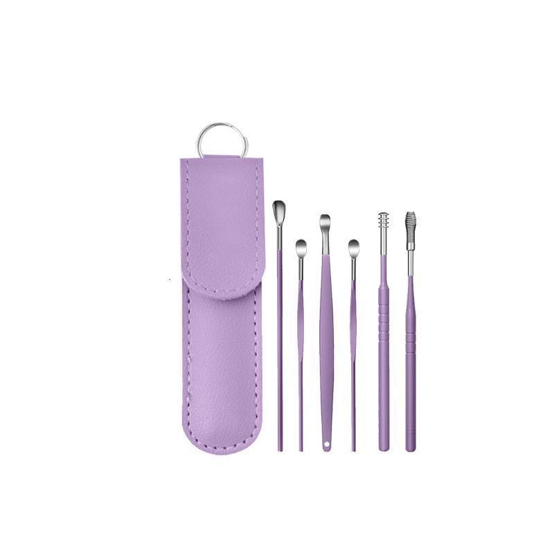 6Pcs Earpick Ear Wax Curette Ear Cleaner Remover Spoon Ear Cleaning Tool Kit - Green V528-YJ21-GREEN-294761