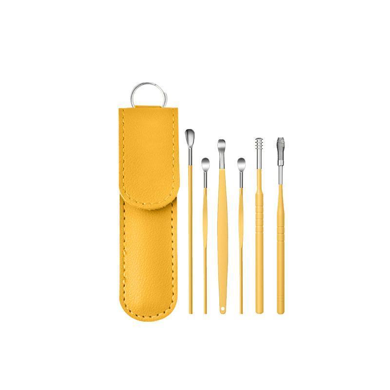 6Pcs Earpick Ear Wax Curette Ear Cleaner Remover Spoon Ear Cleaning Tool Kit - Purple V528-YJ210-PURPLE-542892
