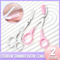 Eyebrow Trimmer Grooming Scissors Eyelash Thinning Shears Comb Brow Shaping Tool - Pink V528-YL099-PINK-5567