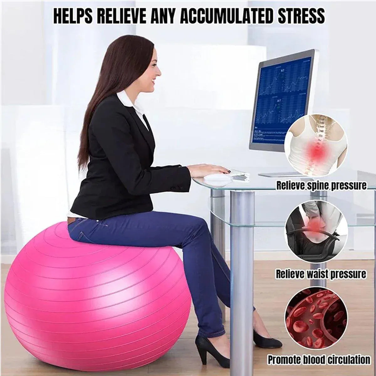 Explosion-Proof Thickened Inflatable Yoga Ball Massage Fitness Stability Ball - Purple - 75cm V528-YOGA-BALL-PURPLE-75-507389