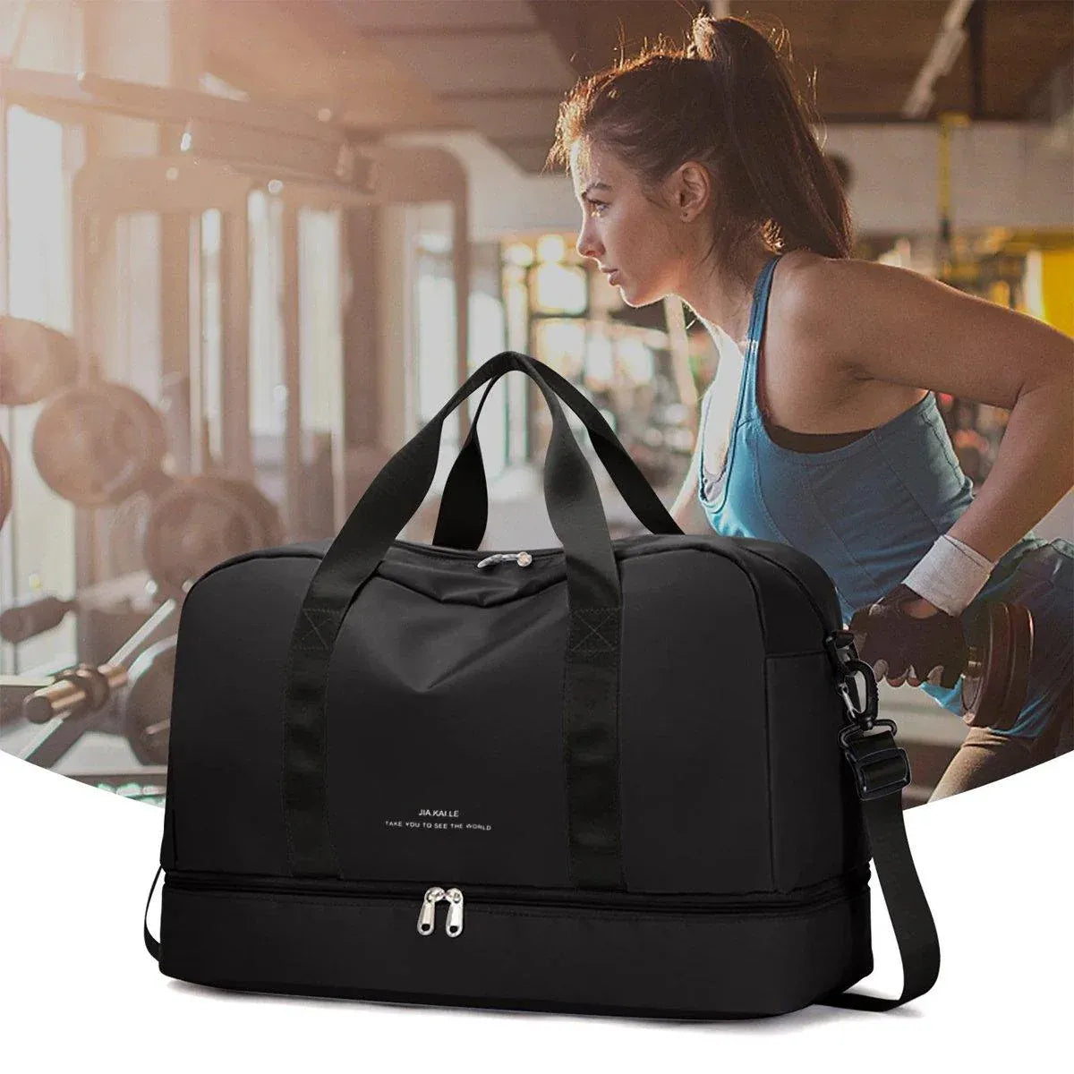 Yoga Fitness Bag Outdoor Sports Travel Bag Large Capacity Gym Luggage Bag V528-YOGA-MAT-BAG-BLACK-731562
