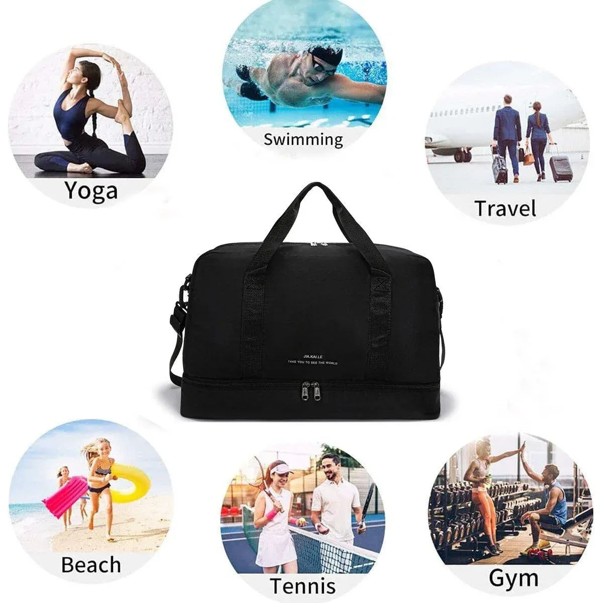Yoga Fitness Bag Outdoor Sports Travel Bag Large Capacity Gym Luggage Bag V528-YOGA-MAT-BAG-BLACK-731562
