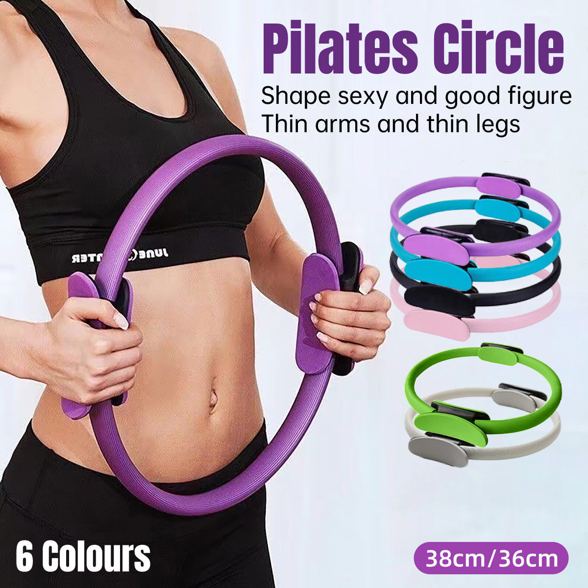 6 Colours Pilates Yoga Ring Magic Circle Fitness Equipment for Toning Slim Legs - Purple V528-YOGA-RING-PURPLE-156601