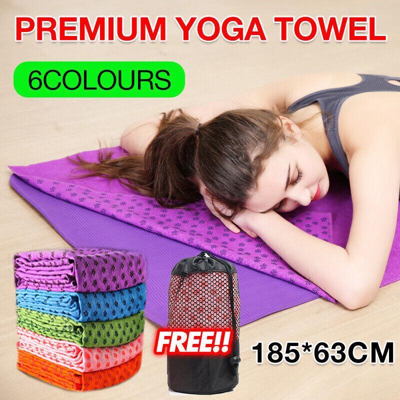 Non Slip Yoga Towel Mat Microfiber Fitness Gym Exercise Blanket with Carry Bag - Orange V528-YOGANON-SLIPMAT-ORANGE-28772