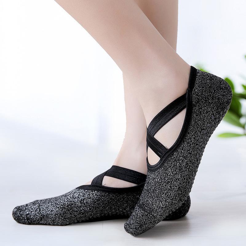Yoga Socks Non Slip Pilates Ballet Grip Socks for Women Gym Fitness - Grey V528-YOGASOCKS-GRAY-598876